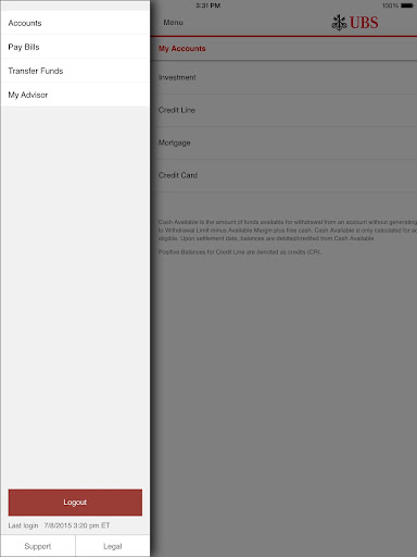 Screenshot of UBS Financial Services
