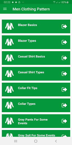 Android application Men Clothing Pattern & Fashion screenshort
