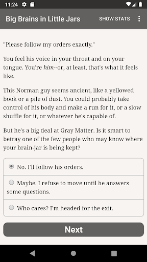 Android application Big Brains in Little Jars screenshort