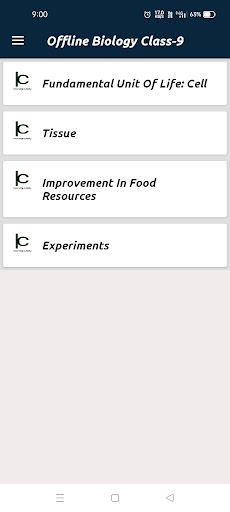 Android application Offline Biology Class-9 screenshort