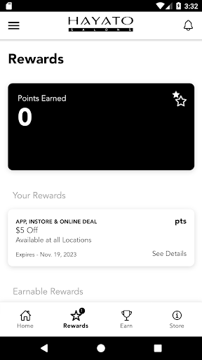Android application Hayato Rewards screenshort