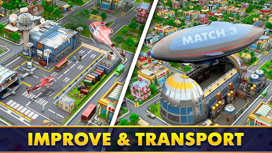 Match de maire: Tycoon de construction de ville et puzzle Match-3