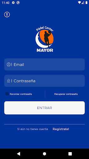 Android application Padel Center Mayor screenshort