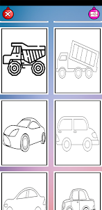learning & coloring book cars