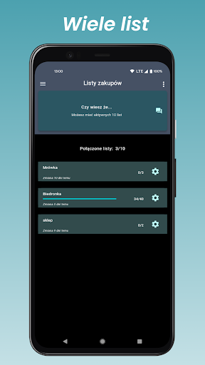 Android application Wspólna lista zakupów screenshort