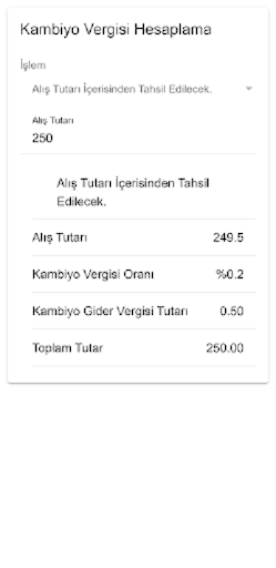 Kambiyo Vergisi Hesaplama Screen 3