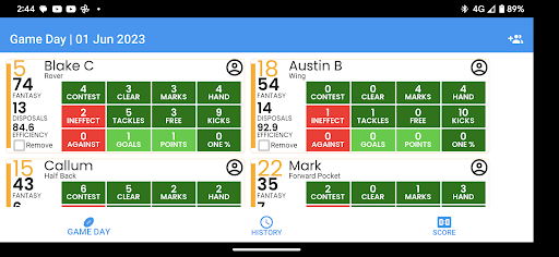 My AFL Stats Screen 2