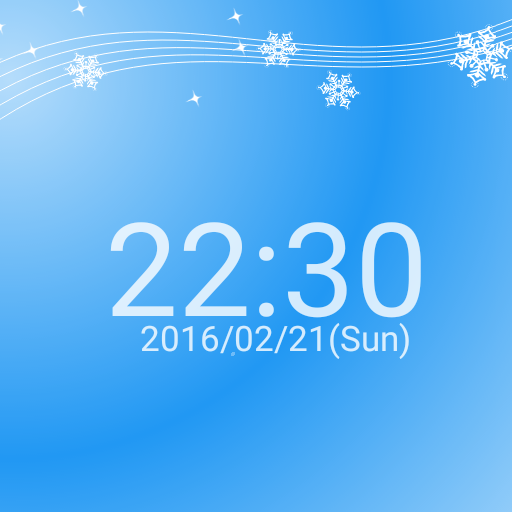 雪の結晶イメージと時計 ライブ壁紙 logo