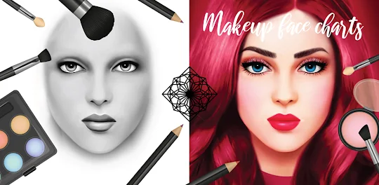 Download and color: Grayscale MakeUp Face Charts