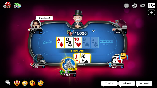Poker round the corner straight leg