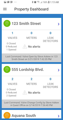 Android application Aquana Mobile screenshort