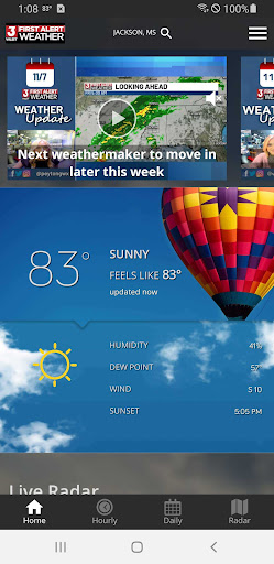 Screenshot of WLBT First Alert Weather
