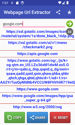 Webpage Url Extractor Screen 2