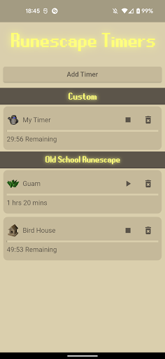 Android application Timers for Runescape screenshort