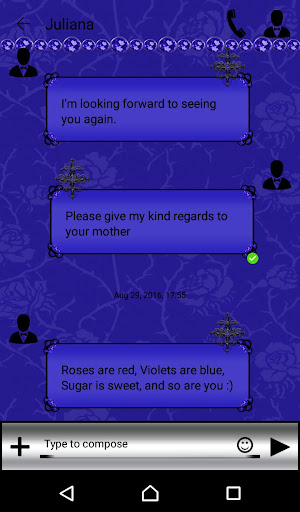 Blue Gothic Cross Go SMS Theme Screen 3
