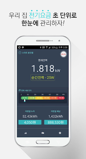 Android application 스마트 분전함, 스마트 전력 요금 미터 screenshort