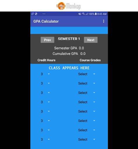 Android application GPA CALCULATOR (Uew) screenshort