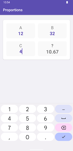 Android application Proportions screenshort