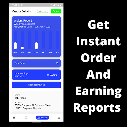 Android application CharisIntelligence Vendors screenshort