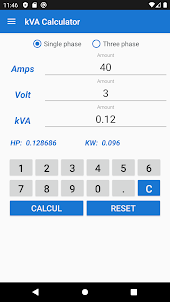 kVA (Single and Three Phase)