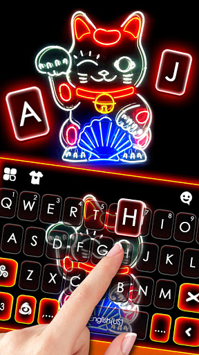 Neon Luck Cat Keyboard Backgro Screen 2