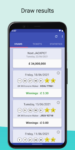 Android application EuroM lottery results screenshort