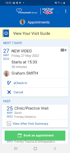 MyFrimleyHealth Record Screen 3