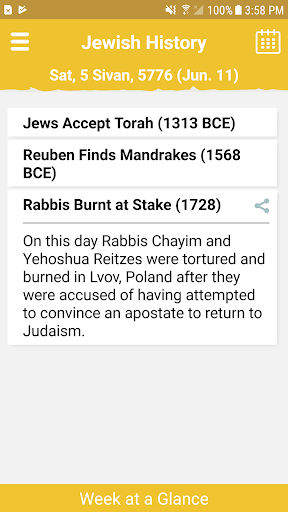 Screenshot of Today In Jewish History