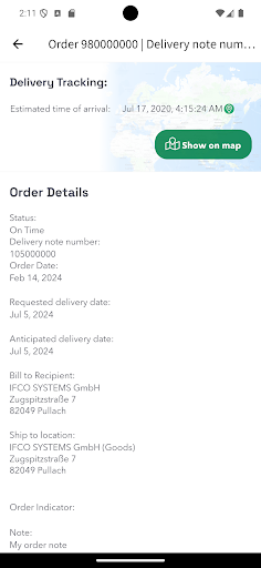 MyIFCO™ order app Screen 3