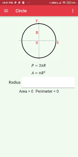 Android application Shapes and curves calculator screenshort