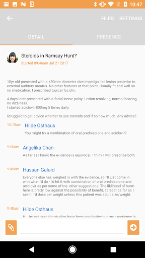 medCrowd instant messaging