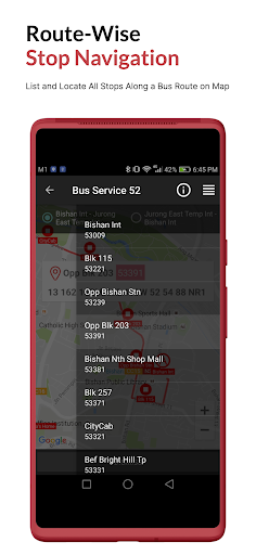 Android application SG Buses: Timing & Routes screenshort