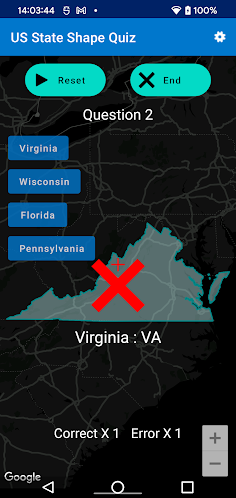 USA State Shape Quiz - Screenshot 2