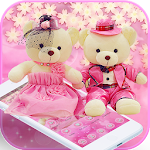 Cover Image of ดาวน์โหลด Cute Pink Teddy Bear Blooms Theme 1.1.3 APK