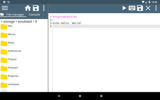 Screenshot of Shell Script Editor