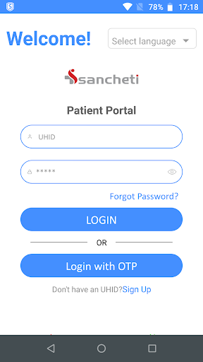 Android application Sancheti Patient Portal screenshort