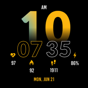 Digital Yellow Watch Face Screenshot