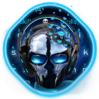 Blue Tech Metallic Skull