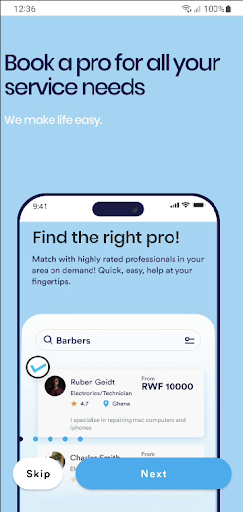 Android application Paid: Hire Local Professionals screenshort