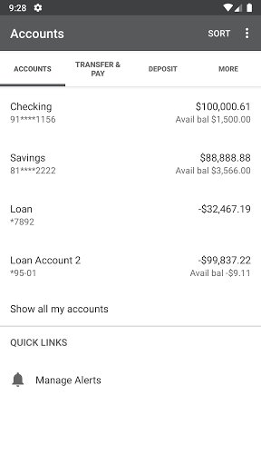 Homewood FSB Mobile Banking Screen 3
