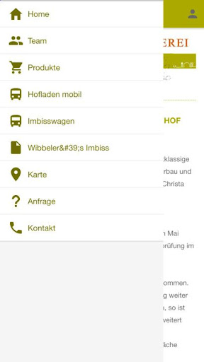Android application Hofladen und Fleischerei Wibbe screenshort