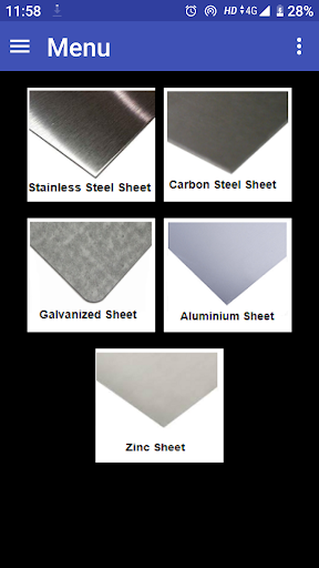 Android application Sheet Metal Gauge Thickness screenshort