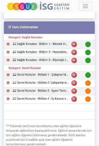 İSG Uzaktan Eğitim Screen 2