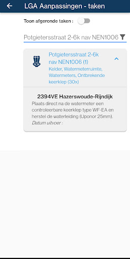 Android application LGA Aanpassingen screenshort