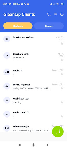 Gleantap Inbox Screen 2