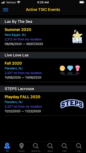 Android application TSIC-EVENTS screenshort