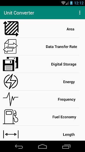 Android application Unit Converter screenshort