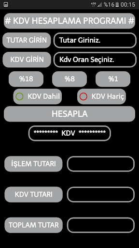 Android application KDV Hesapla screenshort