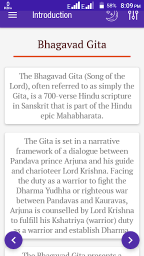 Android application English Bhagavad Gita screenshort