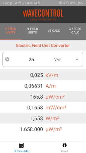 Android application EMF Calculator screenshort